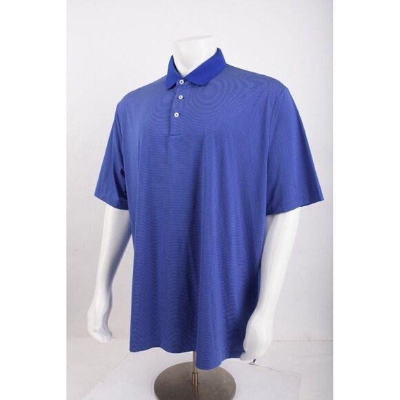 RLX Ralph Lauren Mens Blue Polo Golf Shirt XXL 2XL Striped Pullover Short Sleeve - Picture 3 of 6